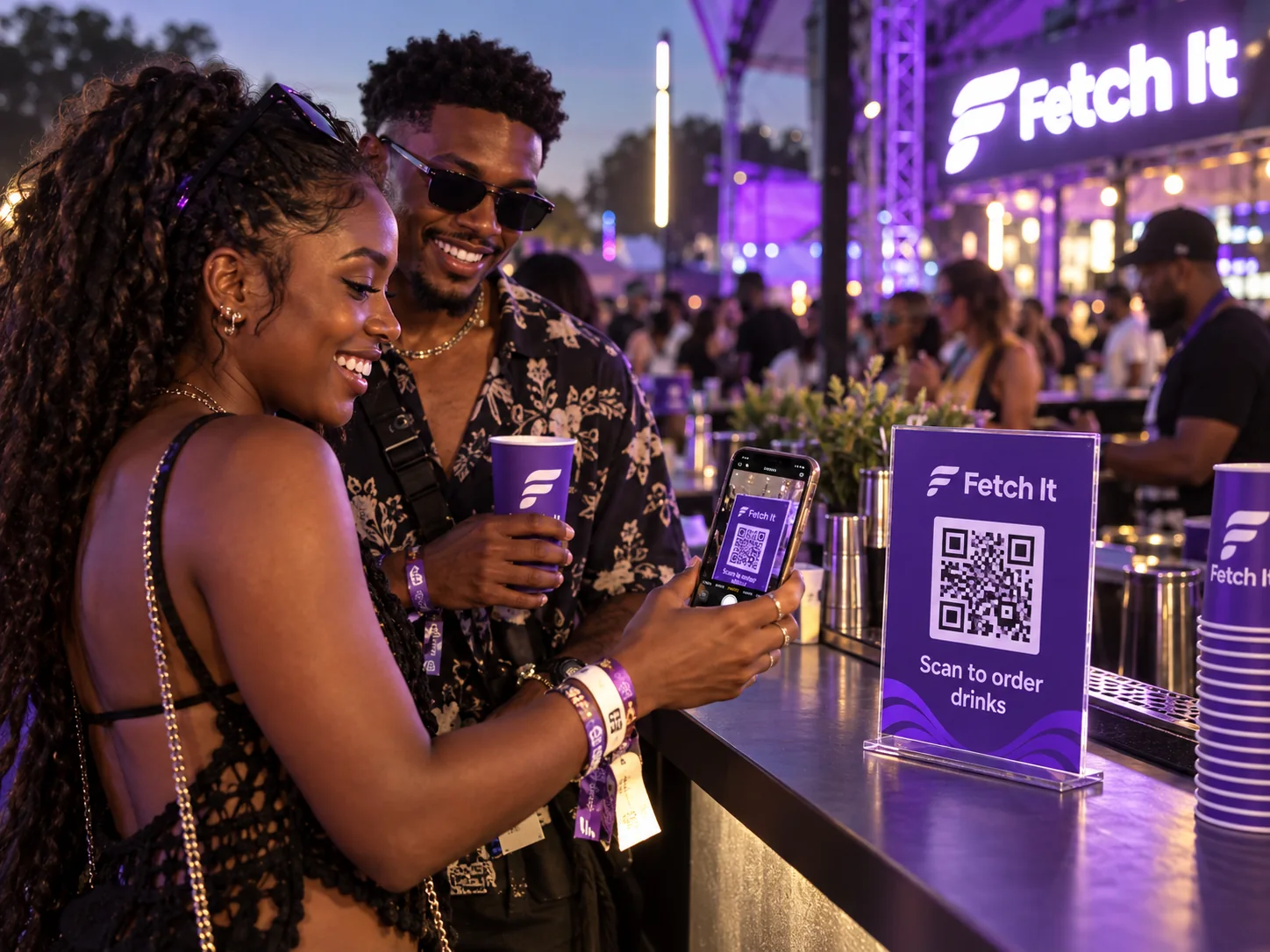 Guest scanning a Fetch It QR code